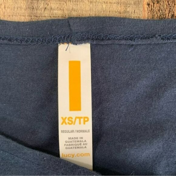 Lucy womens size xs oversized blue short sleeve graphic tshirt boxy tee high low - Picture 4 of 8